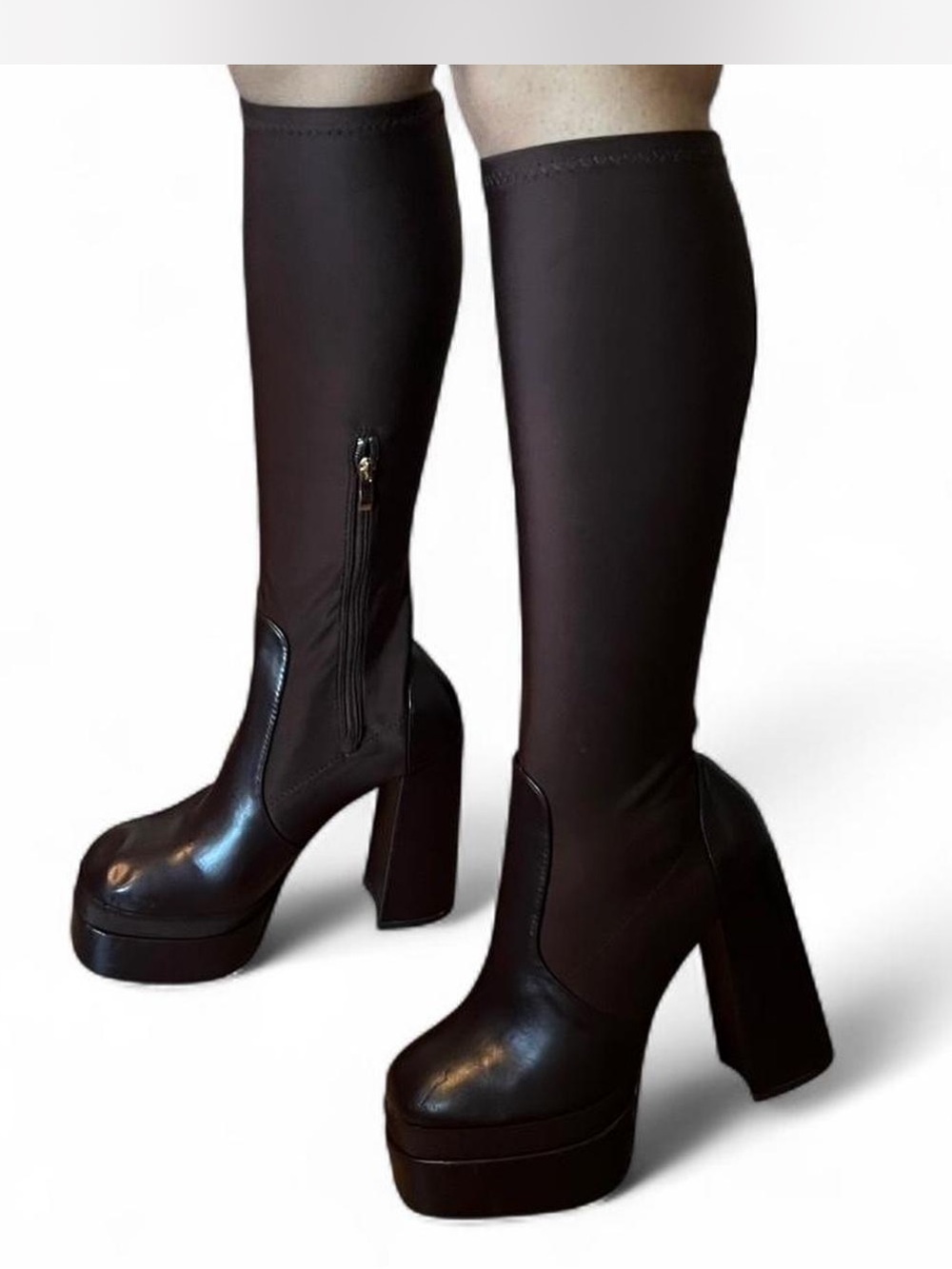 Ego Dark Brown Platform Heeled Boots